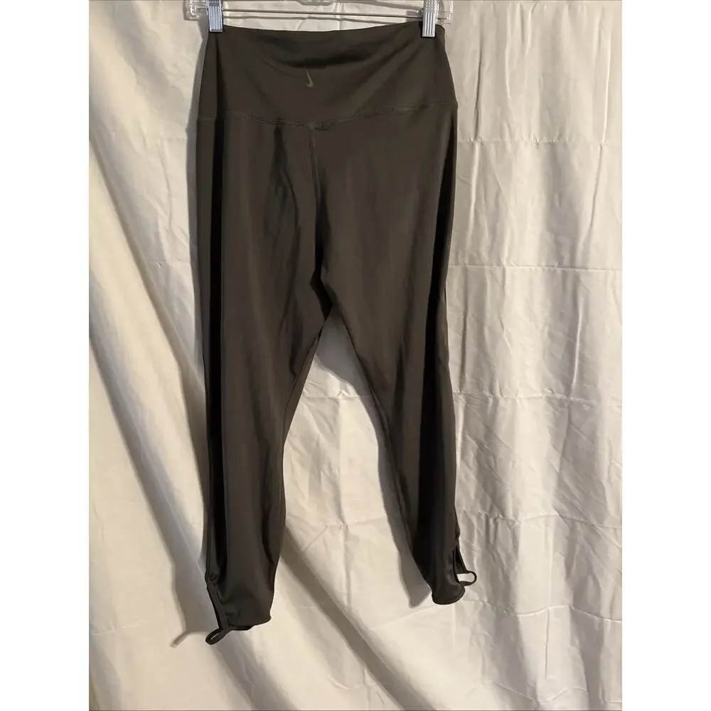 Nike Women Leggings XL Green Elastic Waist Compression Open Ankle Activewear